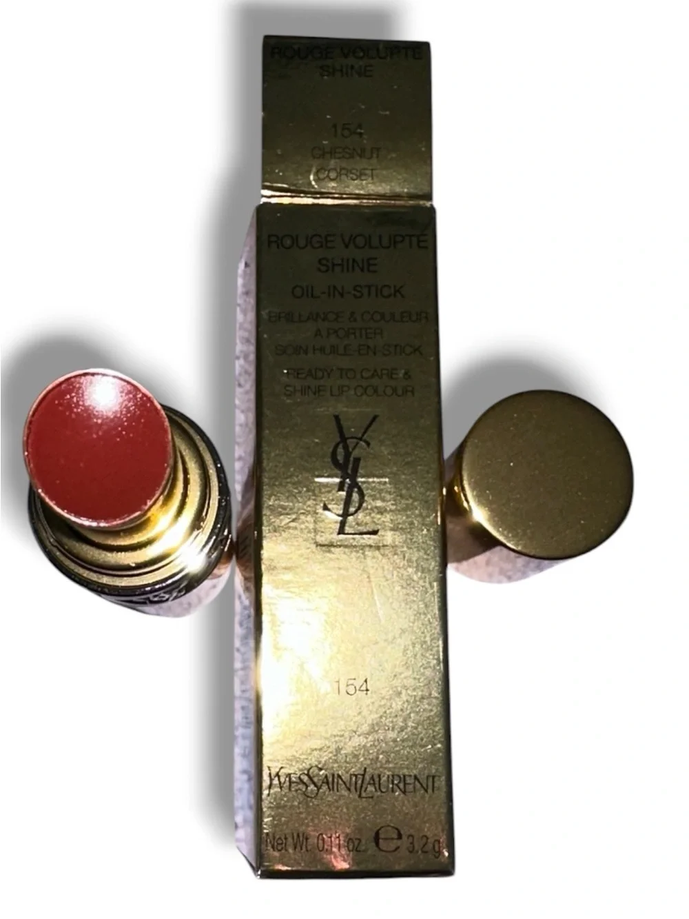 Yves Saint Laurent Rouge Volupté Shine Oil-in-Stick Lipstick 154 Chestnut Corset